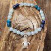 Bracelet en aigue-marine, apatite, lapis-lazuli, breloque tortue argent 925