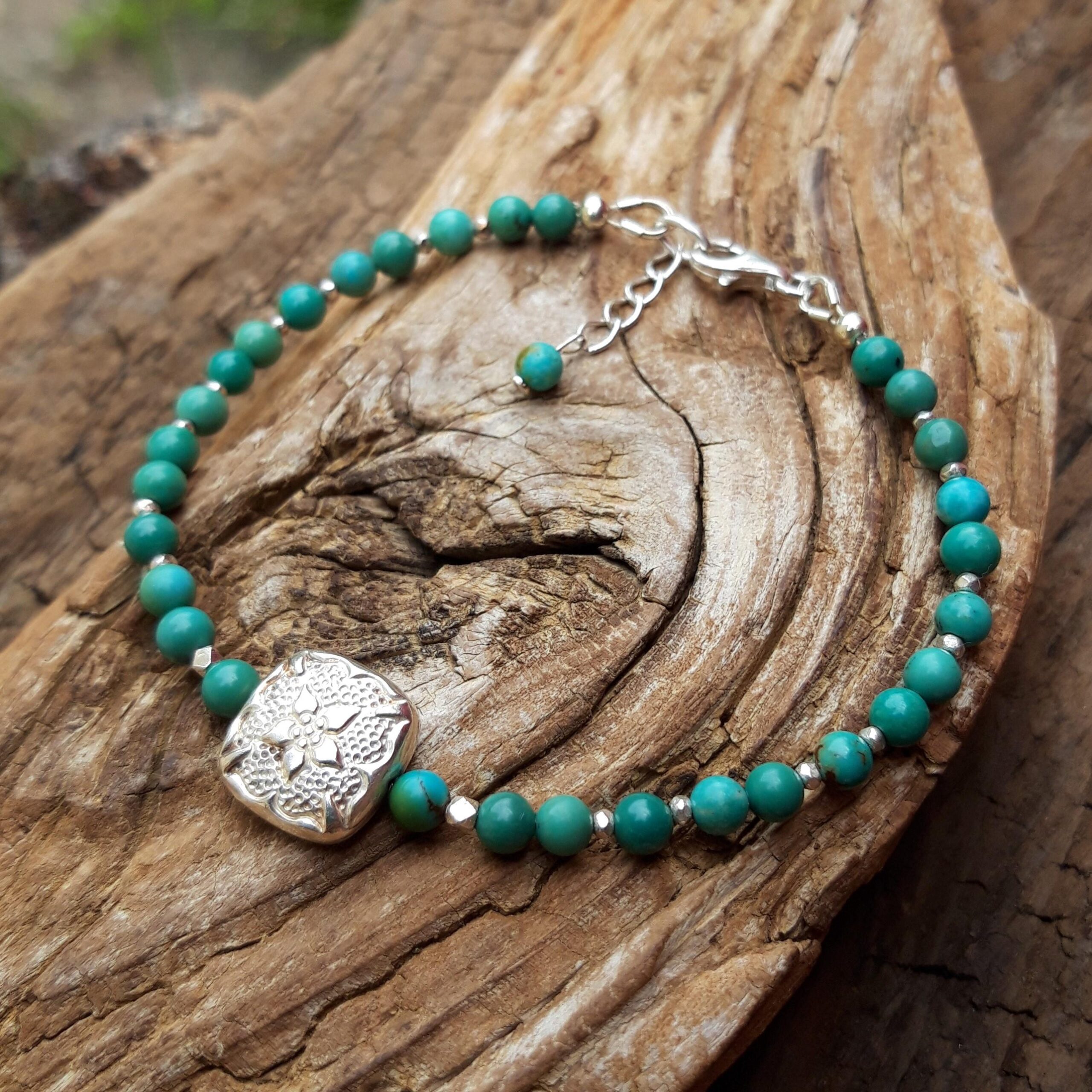 Bracelet en Turquoise avec une de perle de Bali en Argent 925 – Image 4
