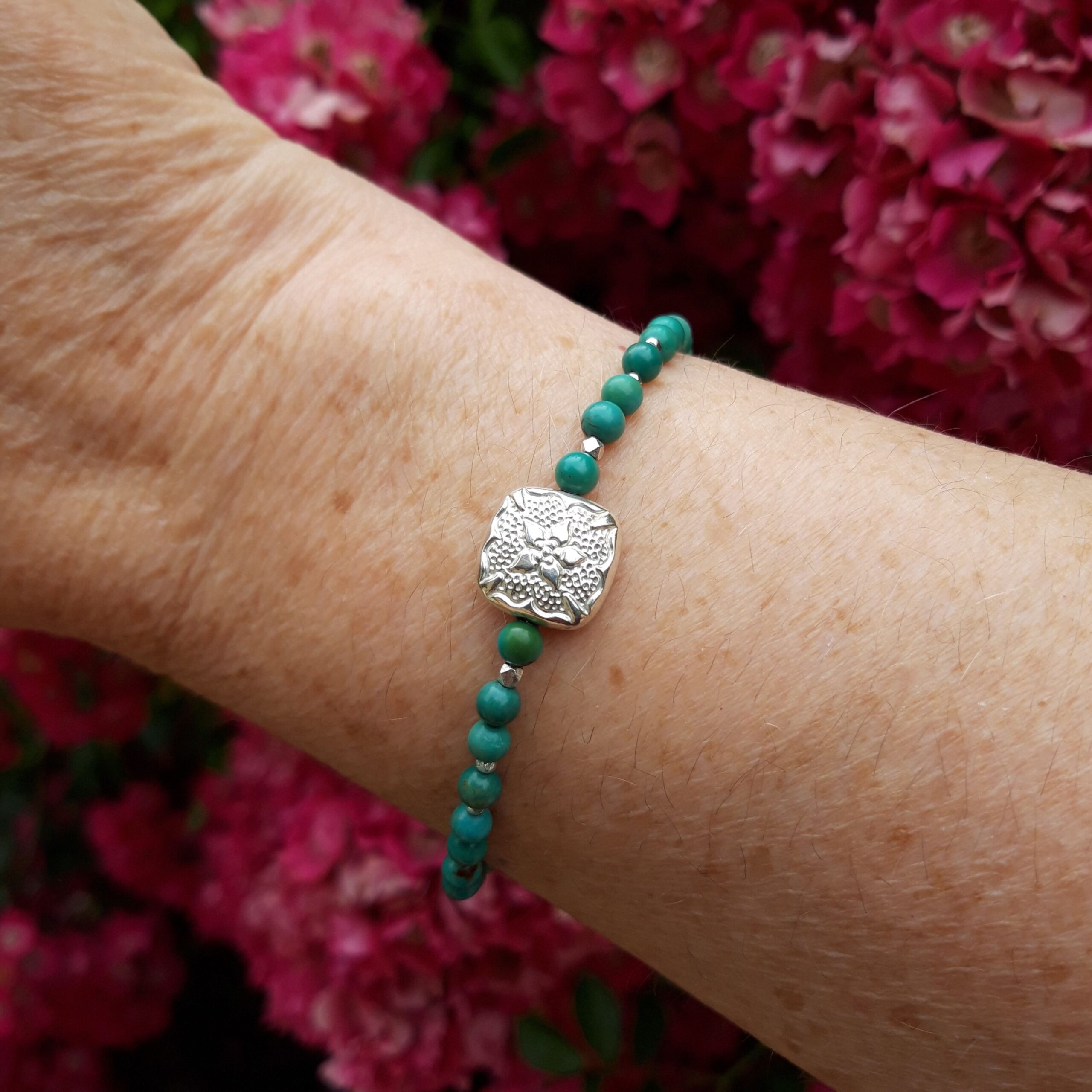 Bracelet en Turquoise avec une de perle de Bali en Argent 925 – Image 3