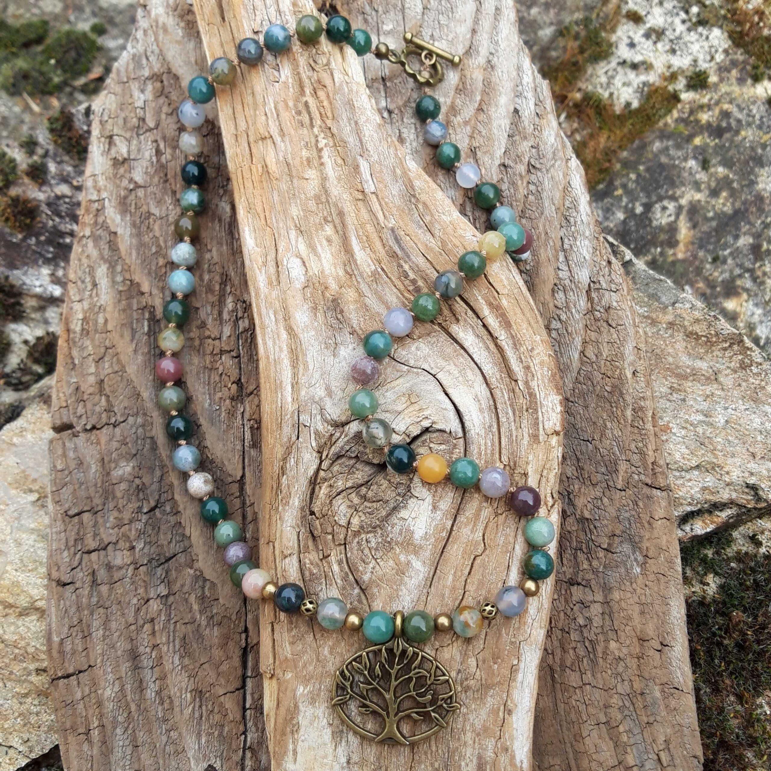 Collier Agate en Agate Indienne avec pendentif Arbre de vie – Image 2