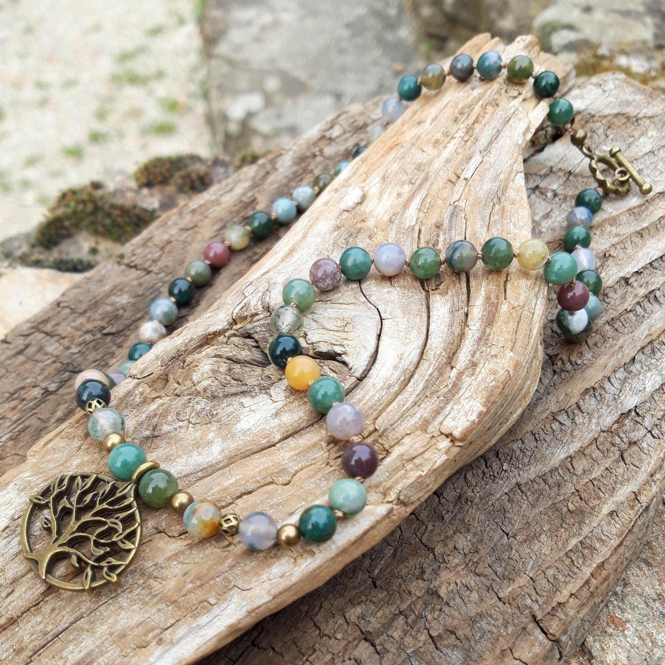 Collier Agate en Agate Indienne avec pendentif Arbre de vie – Image 5