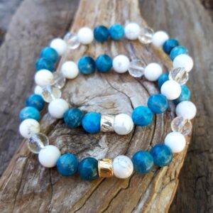 Bracelet minceur - perte de poids en Howlite, Apatite, magnésite, cristal de roche