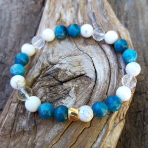 Alternative view of Bracelet perte de poids, Howlite, Apatite, Magnésite, Cristal de roche, perle Argent 925