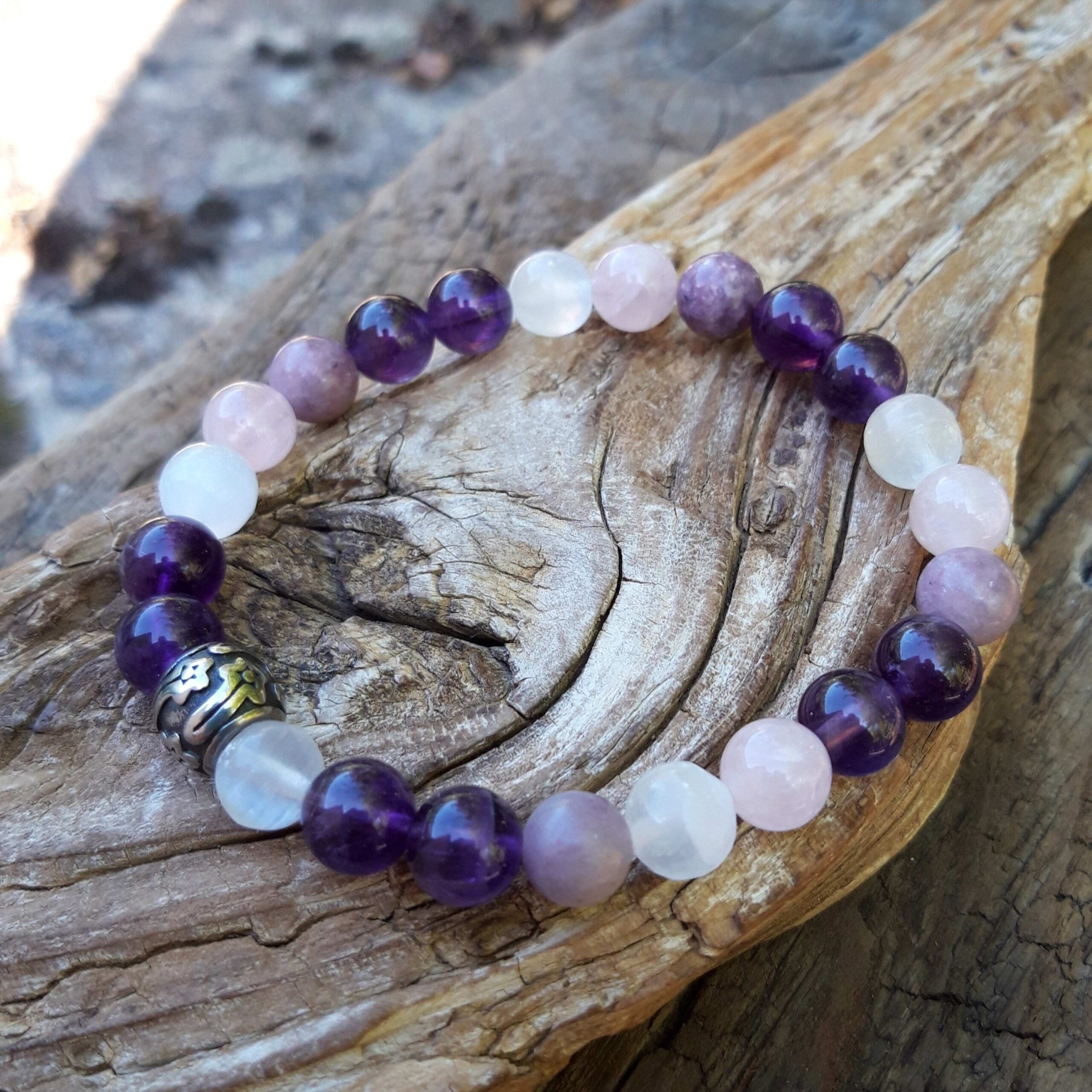 Bracelet sommeil, en Améthyste, Sélénite, Quartz rose et Lépidolite – Image 5