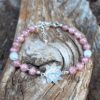 Bracelet rhodochrosite, jade blanc, Lotus en Argent 925