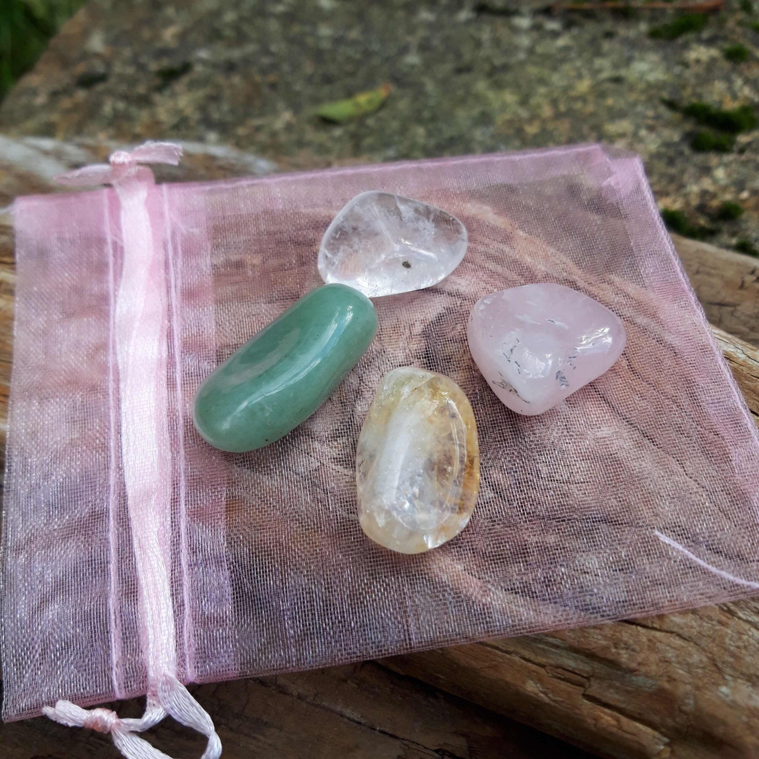Pierres roulées "prospérité et succès" : Aventurine, Quartz rose, Citrine et Cristal de roche – Image 4