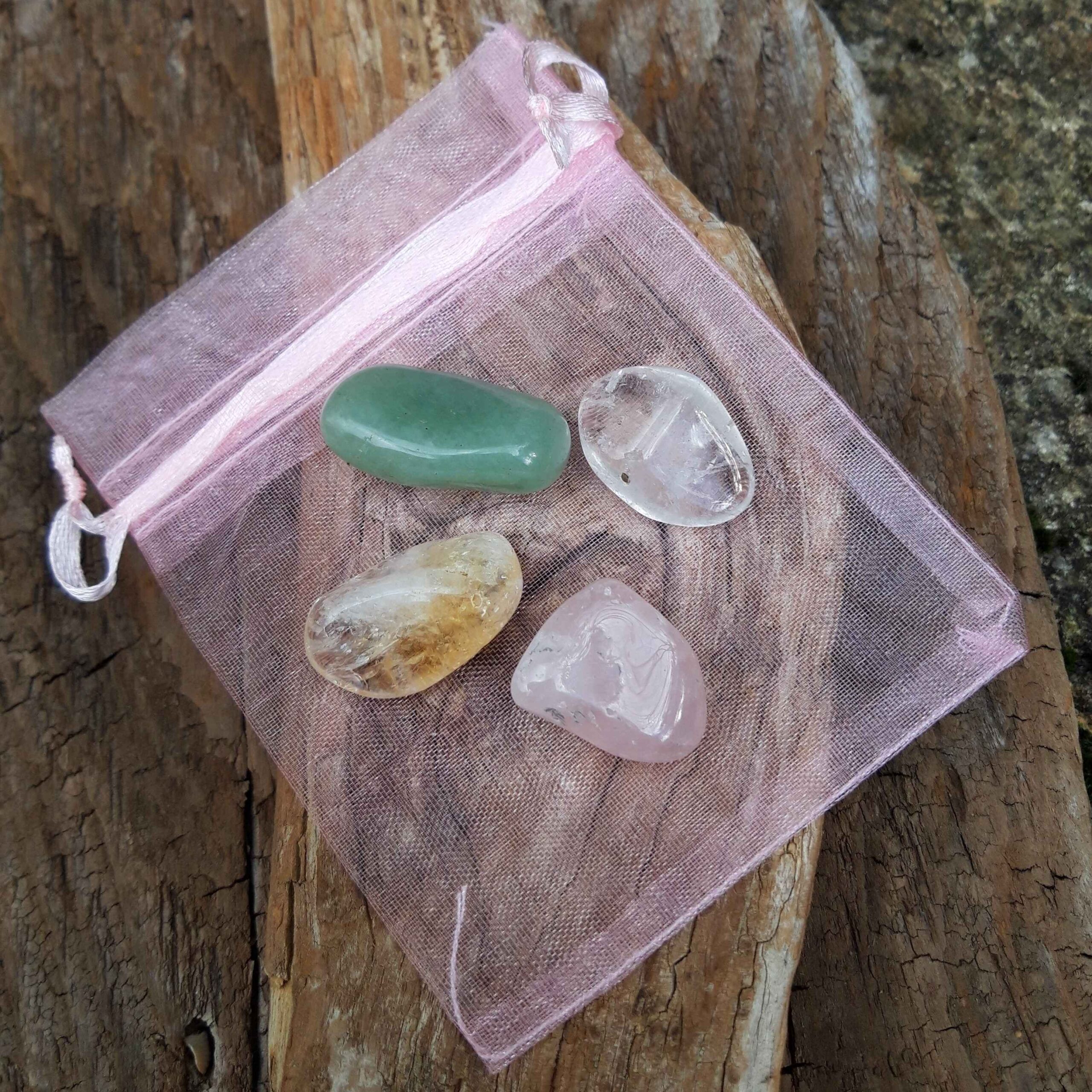 Pierres roulées "prospérité et succès" : Aventurine, Quartz rose, Citrine et Cristal de roche – Image 3