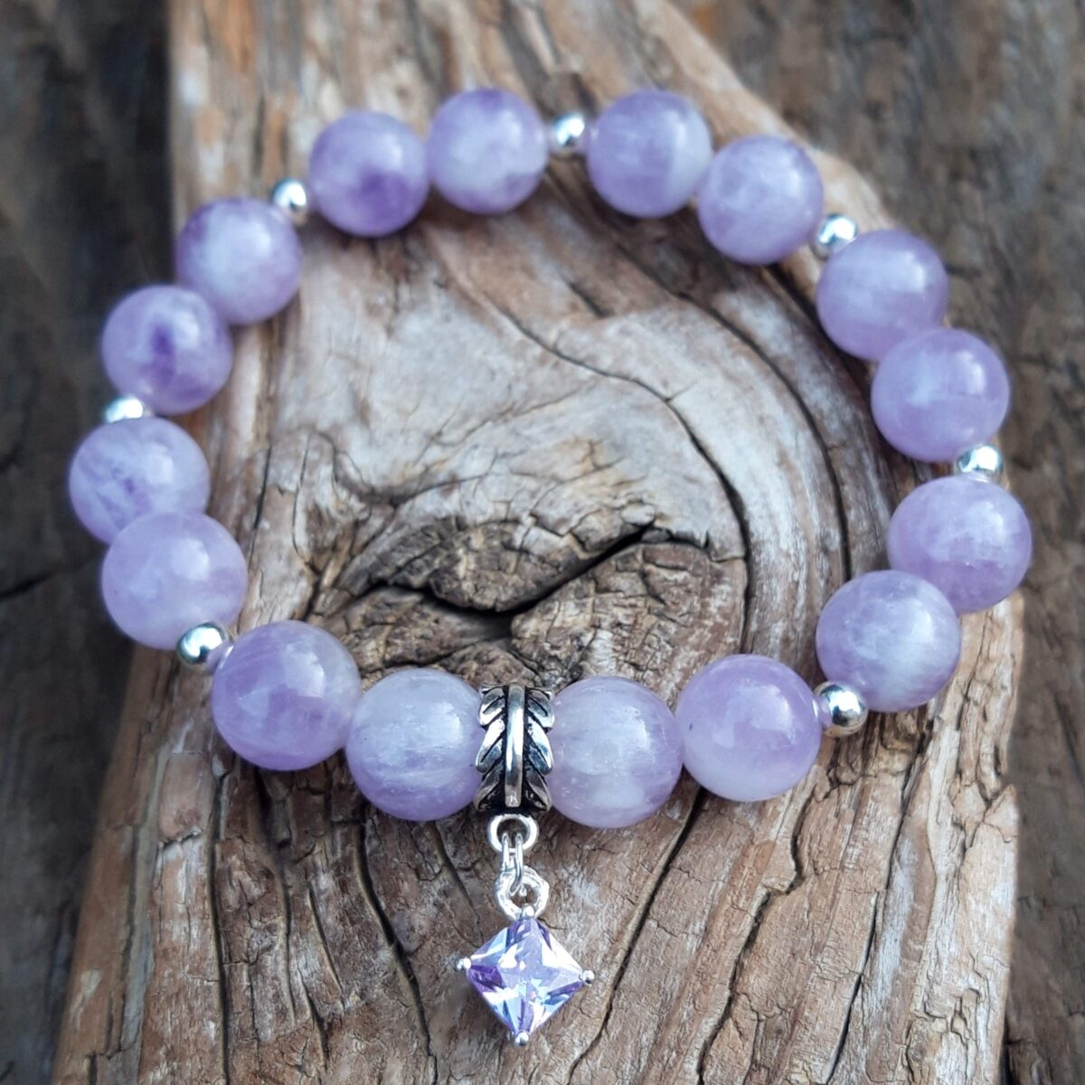 Bracelet en améthyste lavande et perles en Argent 925