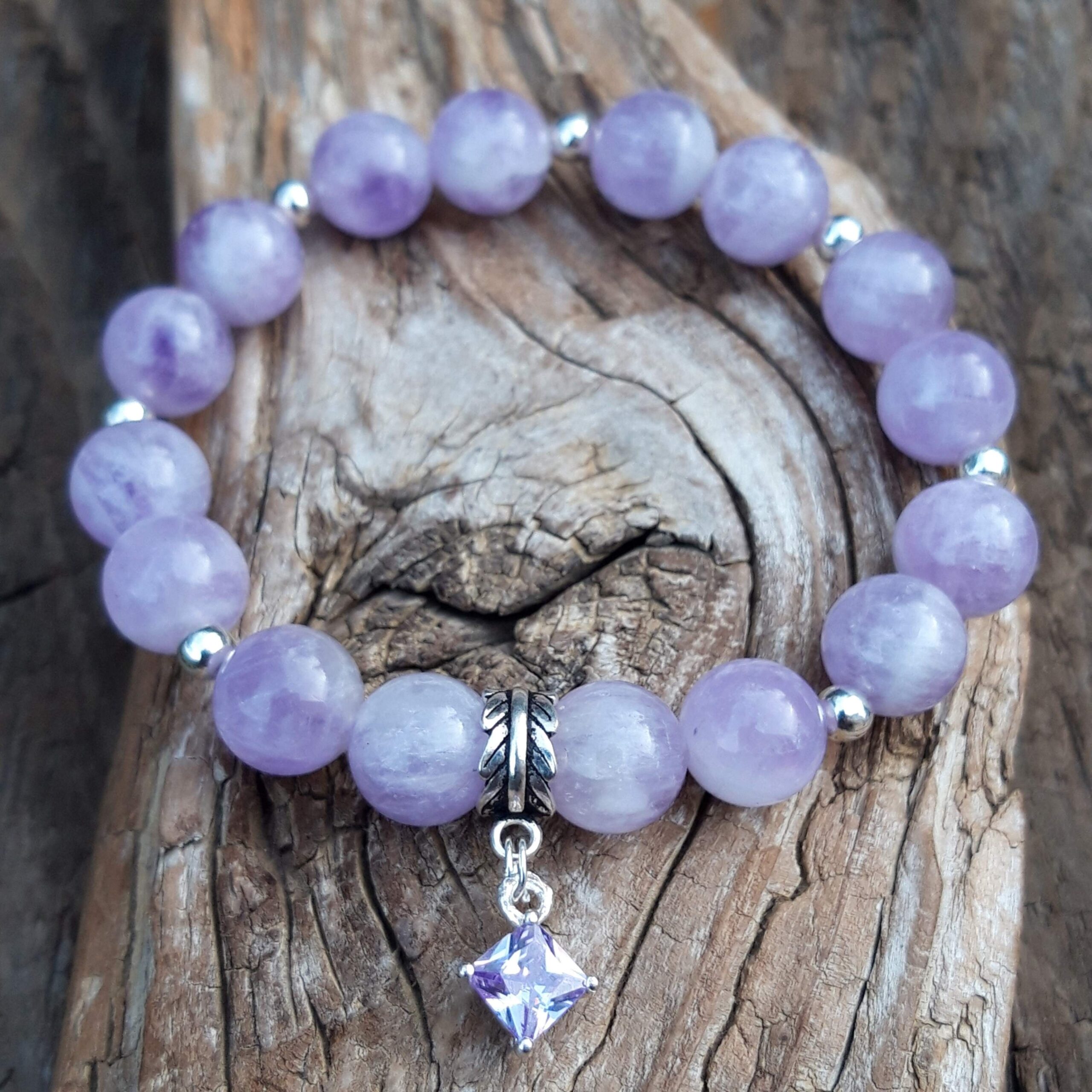 Bracelet en améthyste lavande et perles en Argent 925