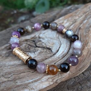 Alternative view of Bracelet Tourmaline et perle de Bali en Vermeil