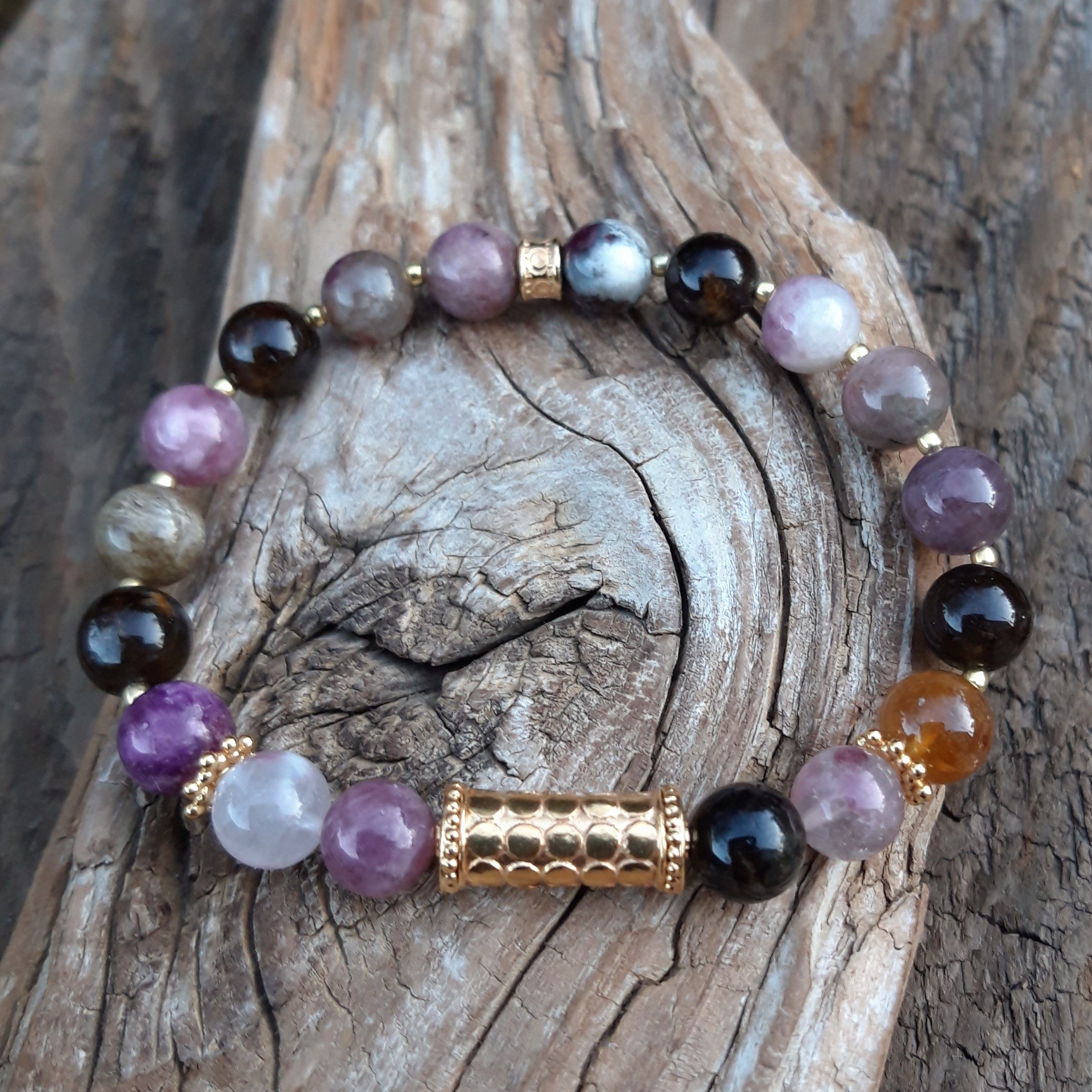 Bracelet Tourmaline et perle de Bali en Vermeil