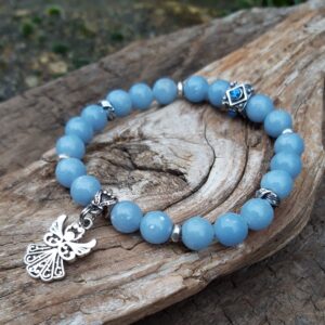 Alternative view of Bracelet en Angélite avec un ange argenté