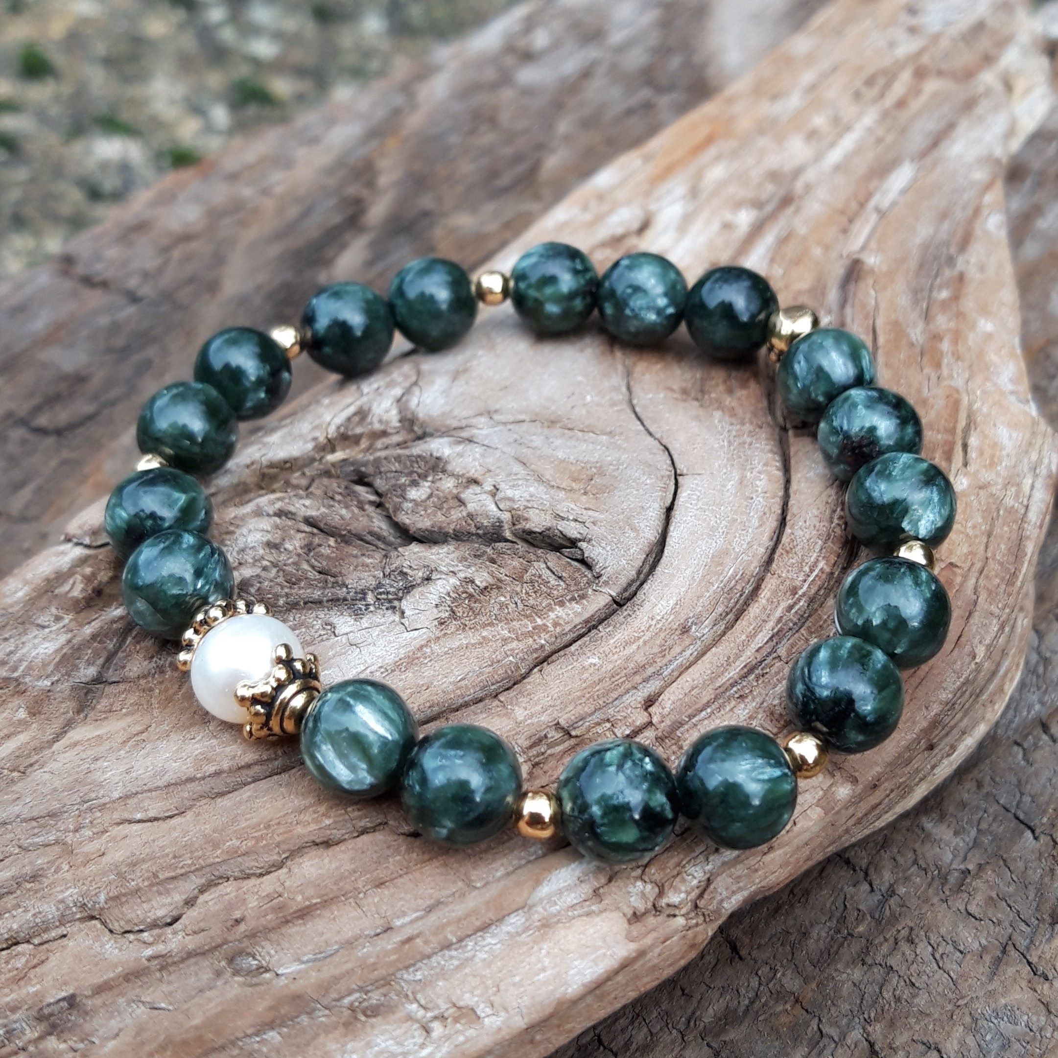 Bracelet en Séraphinite avec Perle de culture – Image 2