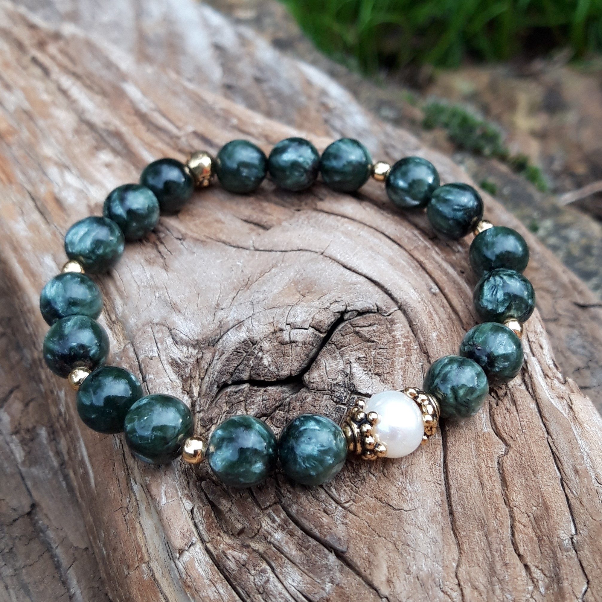 Bracelet en Séraphinite avec Perle de culture – Image 6