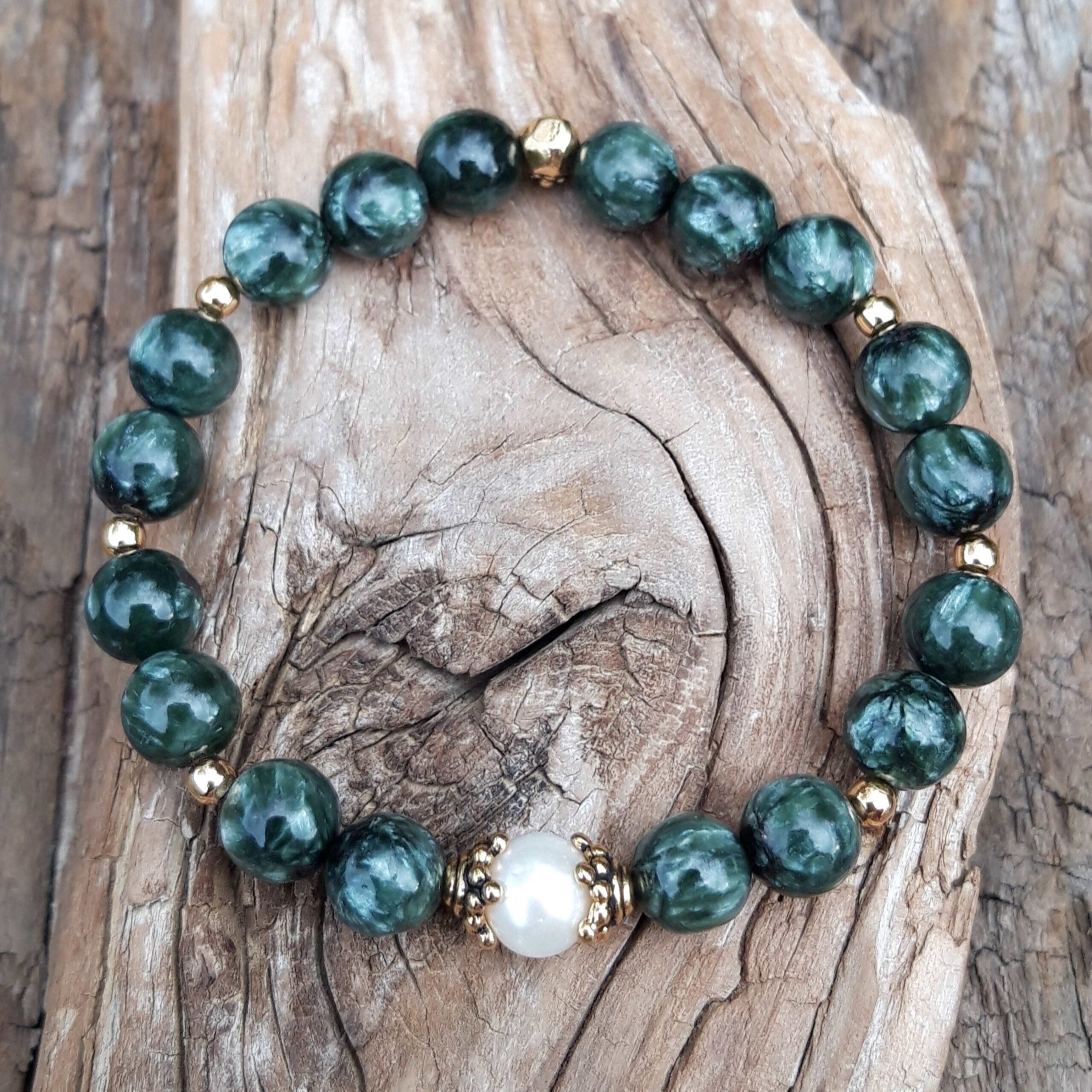Bracelet en Séraphinite avec Perle de culture – Image 3