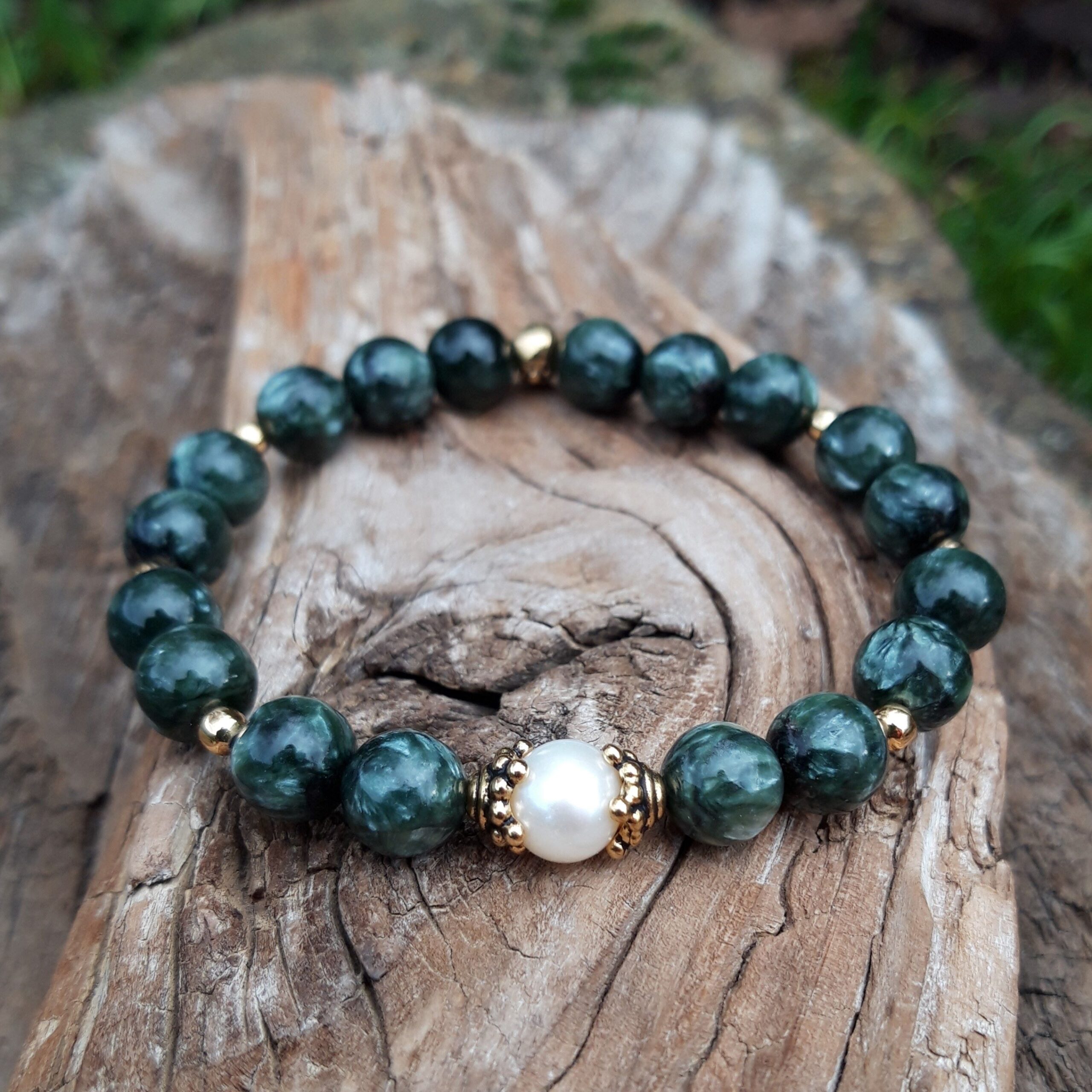 Bracelet en Séraphinite avec Perle de culture – Image 5