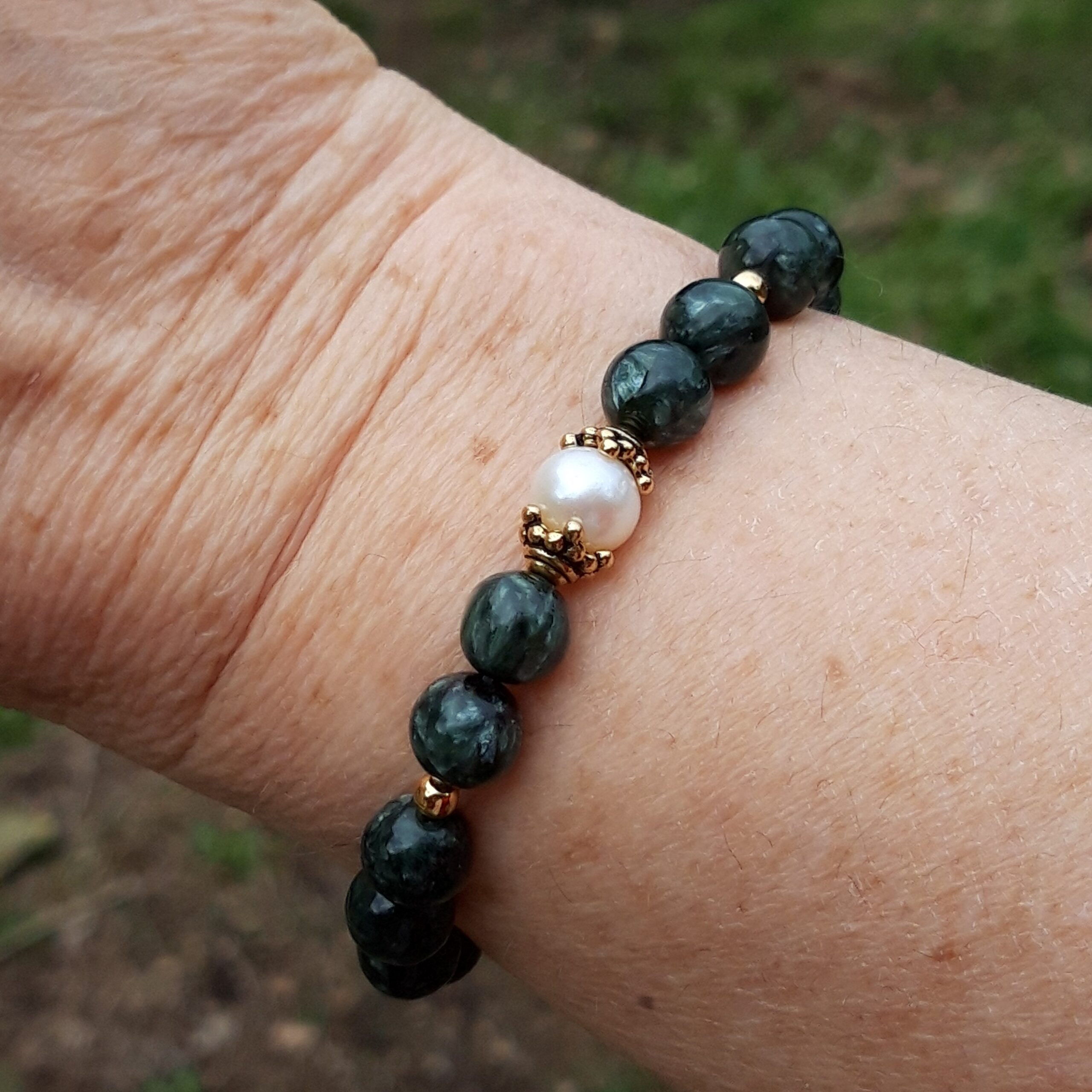 Bracelet en Séraphinite avec Perle de culture – Image 4