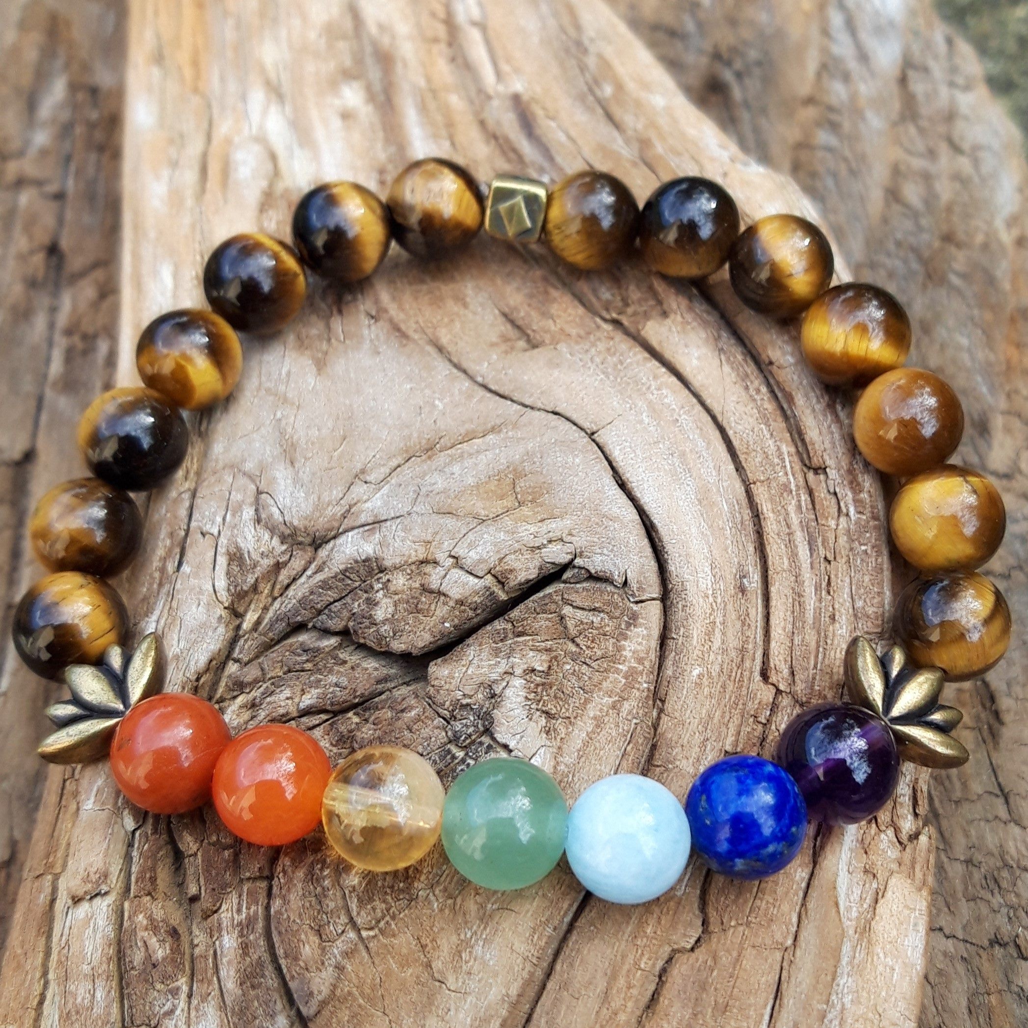 Bracelet 7 chakras en Oeil de tigre - 8 mm – Image 4