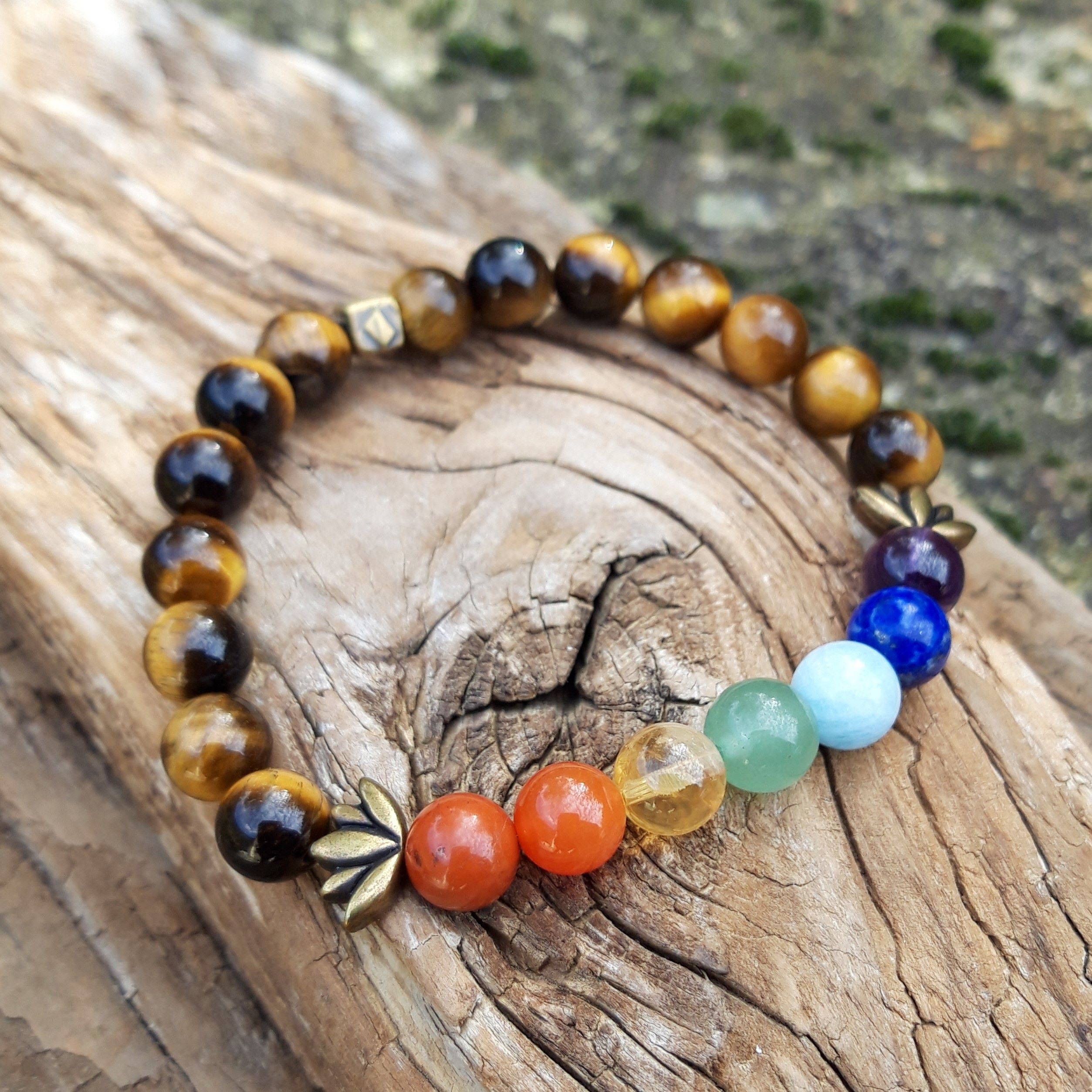 Bracelet 7 chakras en Oeil de tigre - 8 mm – Image 5