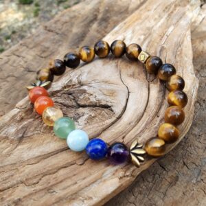 Alternative view of Bracelet 7 chakras en Oeil de tigre - 8 mm