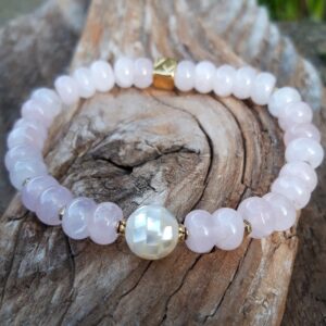 Bracelet Quartz rose, Perle en Nacre blanche – Image 3