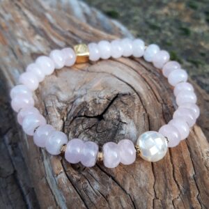 Bracelet Quartz rose, Perle en Nacre blanche – Image 4