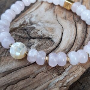 Alternative view of Bracelet Quartz rose, Perle en Nacre blanche