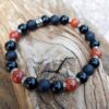 bracelet jaspe rouge et agate noire, perles de 8 mm et Argent