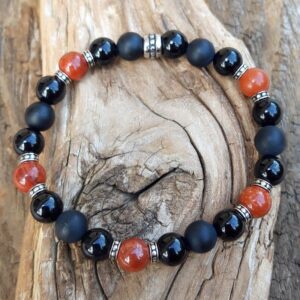 Alternative view of Bracelet Jaspe rouge et Agate noire en Argent
