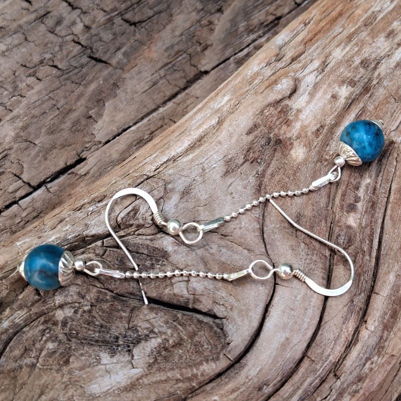 Boucles d'oreilles en Apatite et chainette en Argent 925 – Image 5