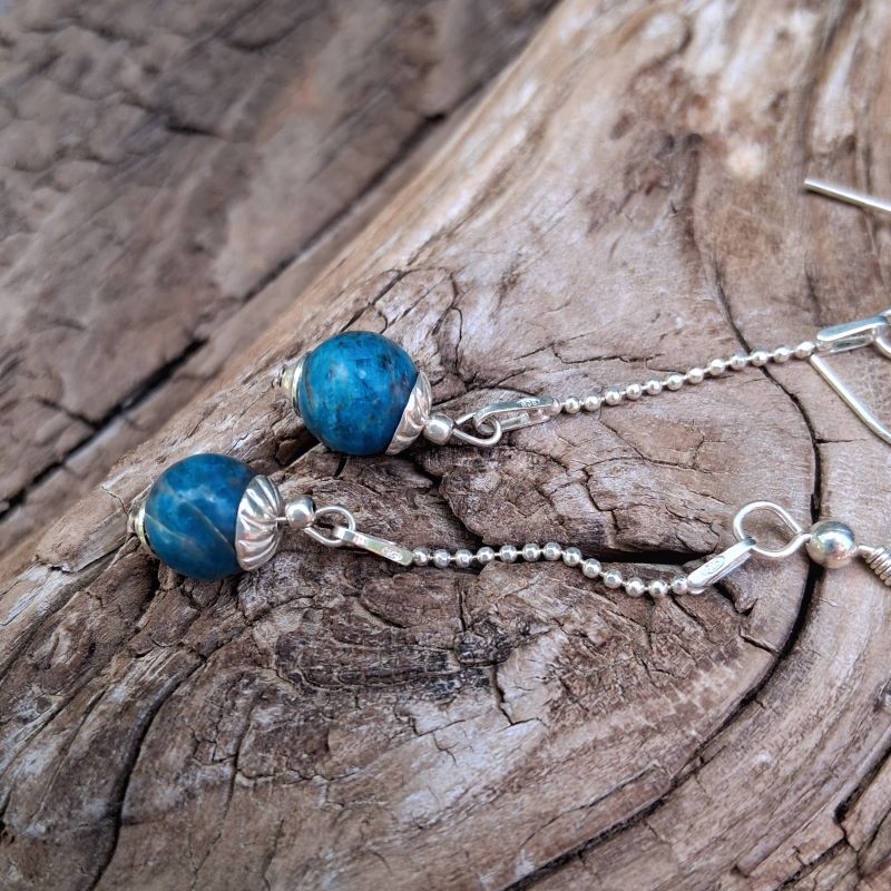 Boucles d'oreilles en Apatite et chainette en Argent 925 – Image 3