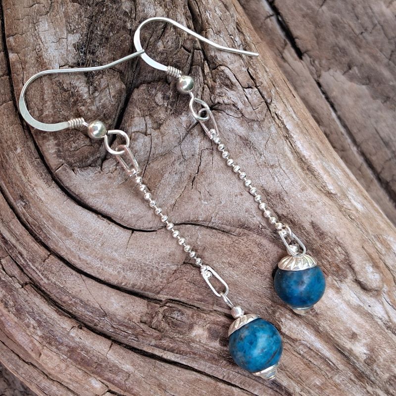 Boucles d'oreilles en Apatite et chainette en Argent 925 – Image 2