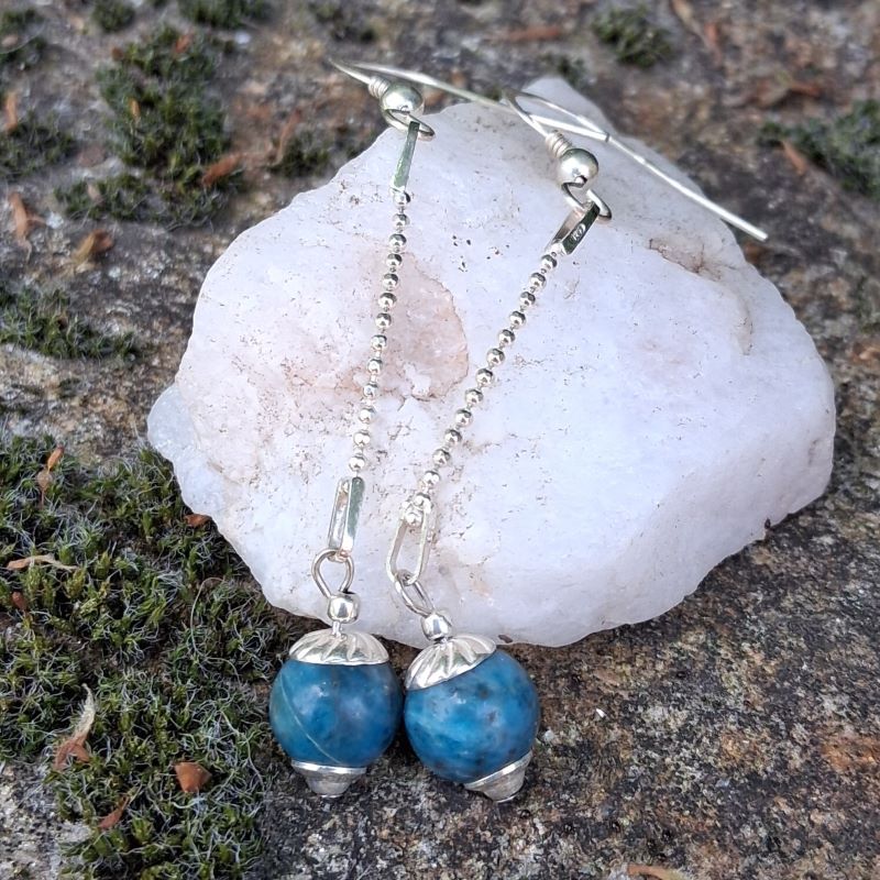 Boucles d'oreilles en Apatite et chainette en Argent 925 – Image 4