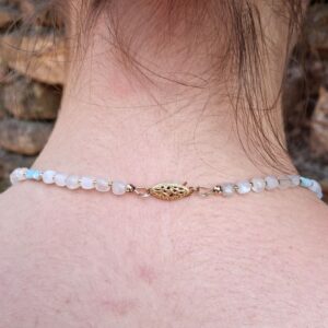 Collier Pierre de lune et Larimar en Vermeil – Image 6