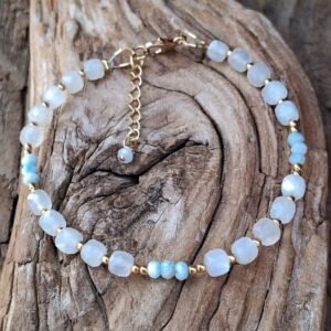 bracelet en Pierre de lune, Larimar en Vermeil