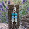 Boucles d'oreilles en Amazonite, Aigue-marine et Préhnite en Argent 925