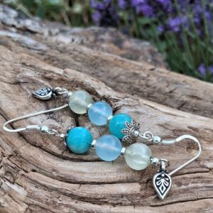 Alternative view of Boucles d'oreilles en Amazonite, Aigue-Marine et Préhnite