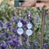 Boucles d'oreilles en Pierre de lune blanche en argent 925 avec breloques lunes argent 925