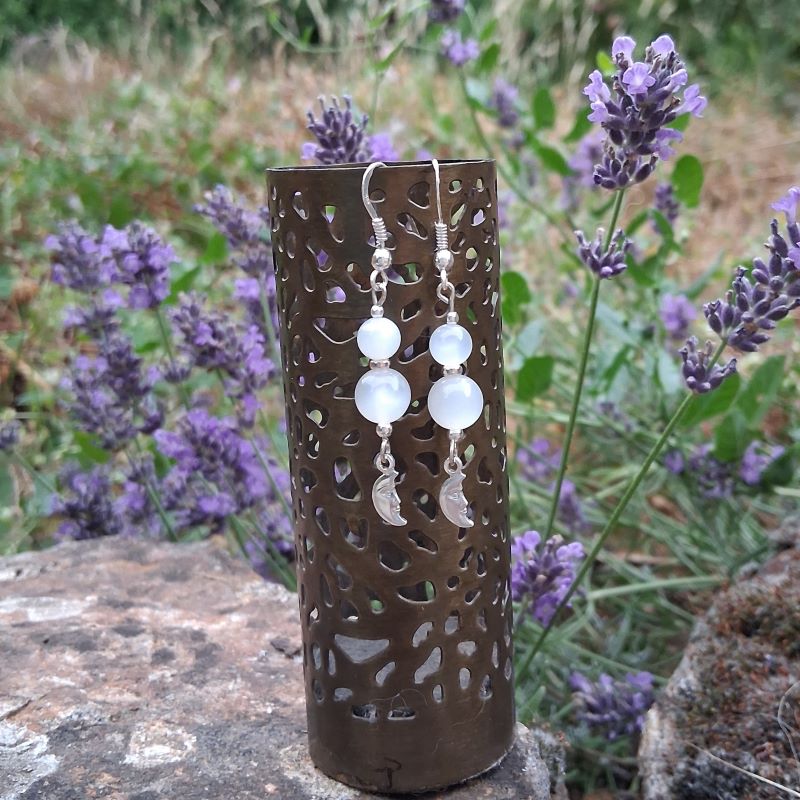 Boucles d'oreilles en Pierre de Lune Blanche – Image 3