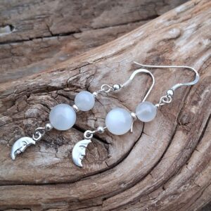 Alternative view of Boucles d'oreilles en Pierre de Lune Blanche