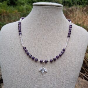 Alternative view of Collier Améthyste, Quartz rose, Cristal de roche en Argent 925