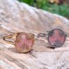 bague réglable acier inoxydable en rhodochrosite, dorée ou argentée