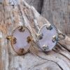 bague en quartz rose et acier inoxydable
