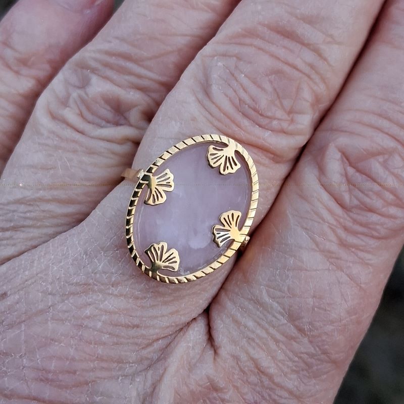Bague Quartz rose réglable – Image 2
