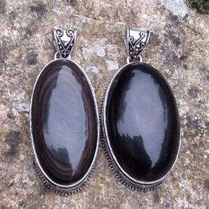 pendentifs obsidienne oeil céleste en Argent 925