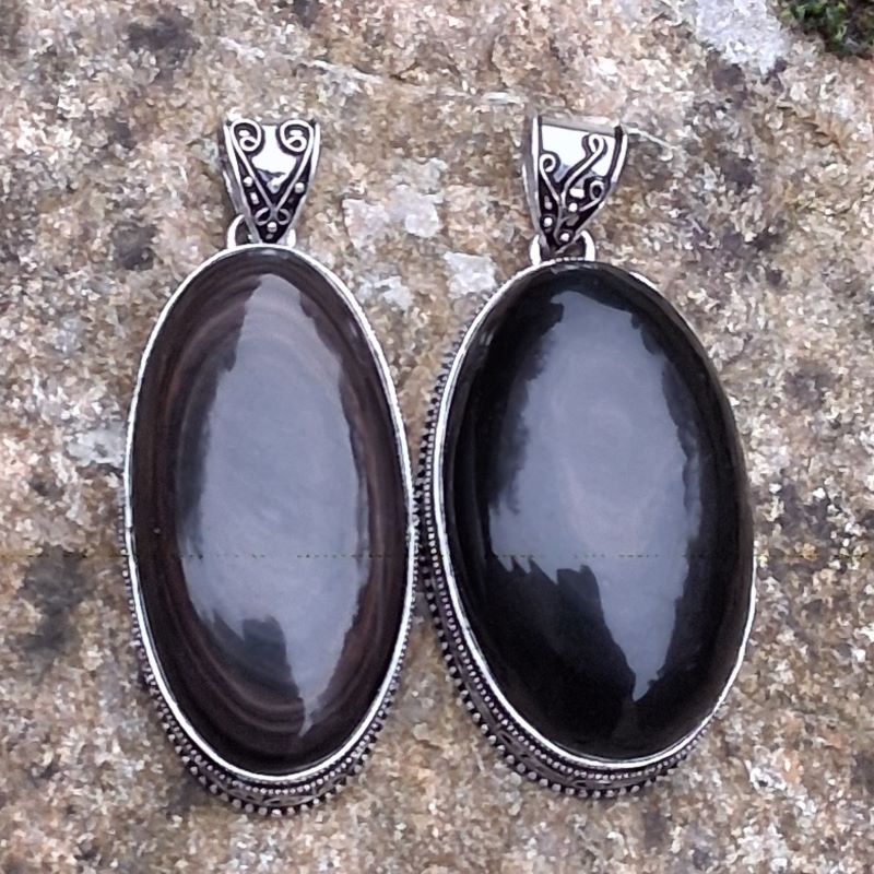 pendentifs obsidienne oeil céleste en Argent 925