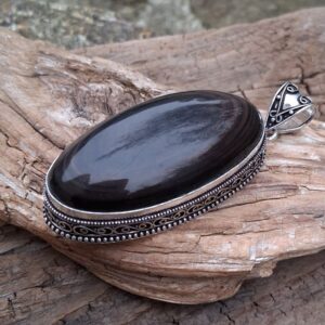 pendentif obsidienne oeil céleste en Argent 925