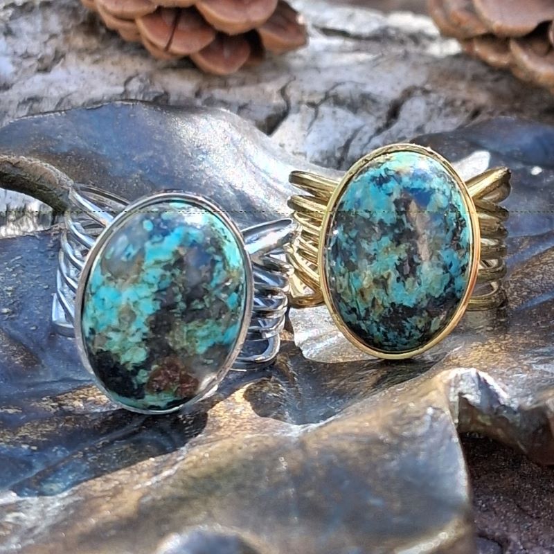Bague turquoise africaine ou Jaspe africain