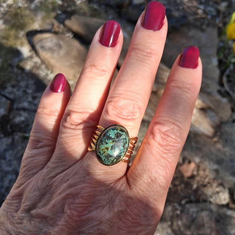Bague Turquoise africaine réglable – Image 4