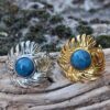 Bague Apatite bleue réglable en acier inoxydable